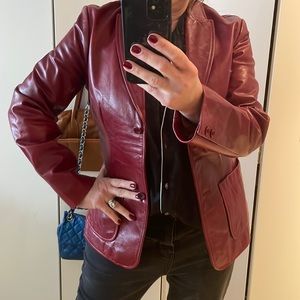 VINTAGE GAP RED LEATHER BLAZER!